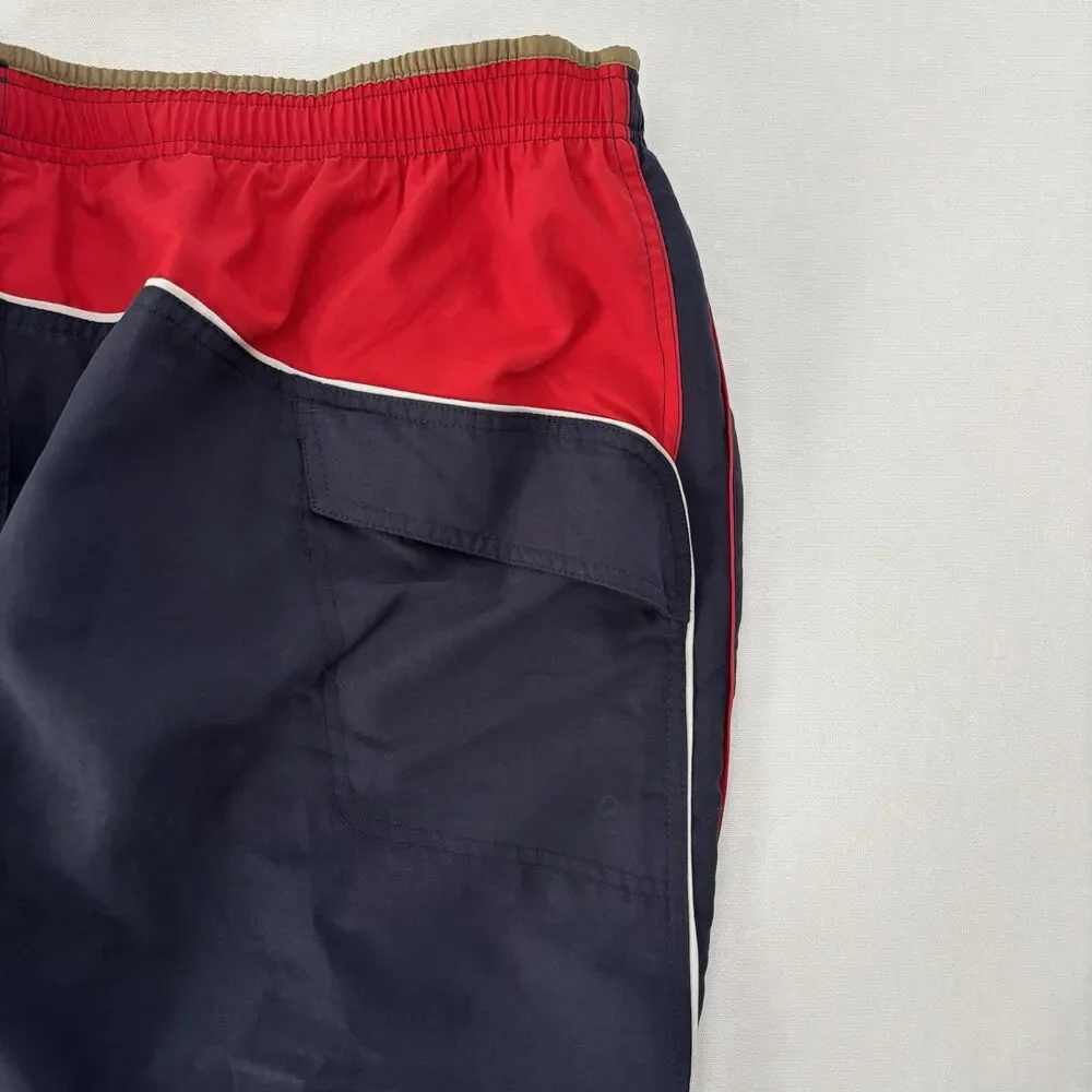 Vintage 90s Shorts Mens Navy Red XL Mesh Liner Swim Trunks Retro Classic Speedo